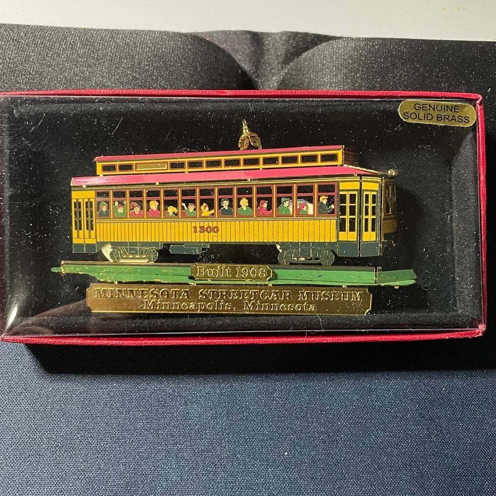 Minnesota Streetcar Museum‎ Vintage Brass Ornament Collect Minneapolis Trolley